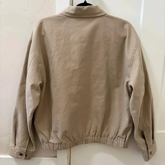 Aritzia TNA Caddie Blouson Jacket Cotton Canvas Zip-up Jacket Tan Khaki Size M - Picture 6 of 12